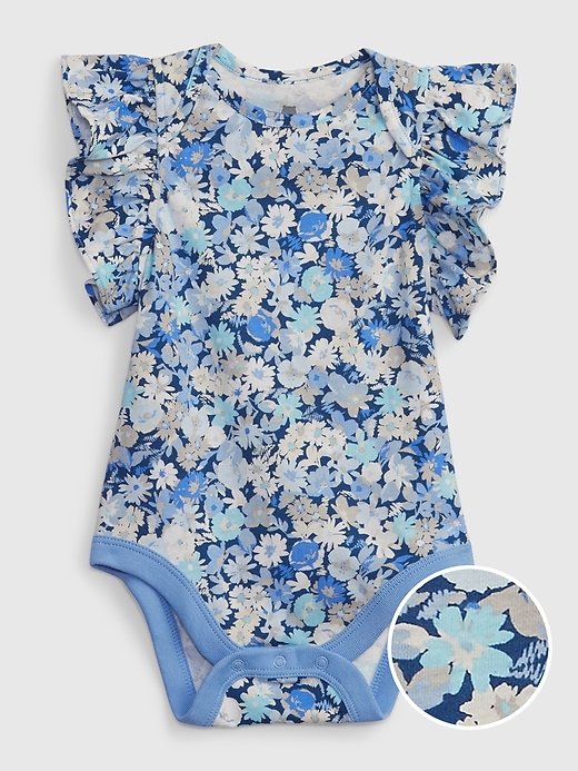 Image number 8 showing, Baby 100% Organic Cotton Mix and Match Flutter Sleeve Bodysuit