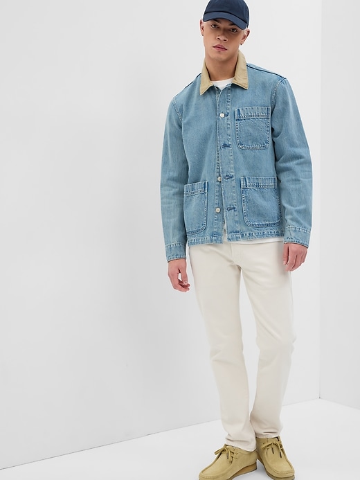 GAP Mens Blue Medium Wash Relaxed Fit Denim Chore Jacket | eBay