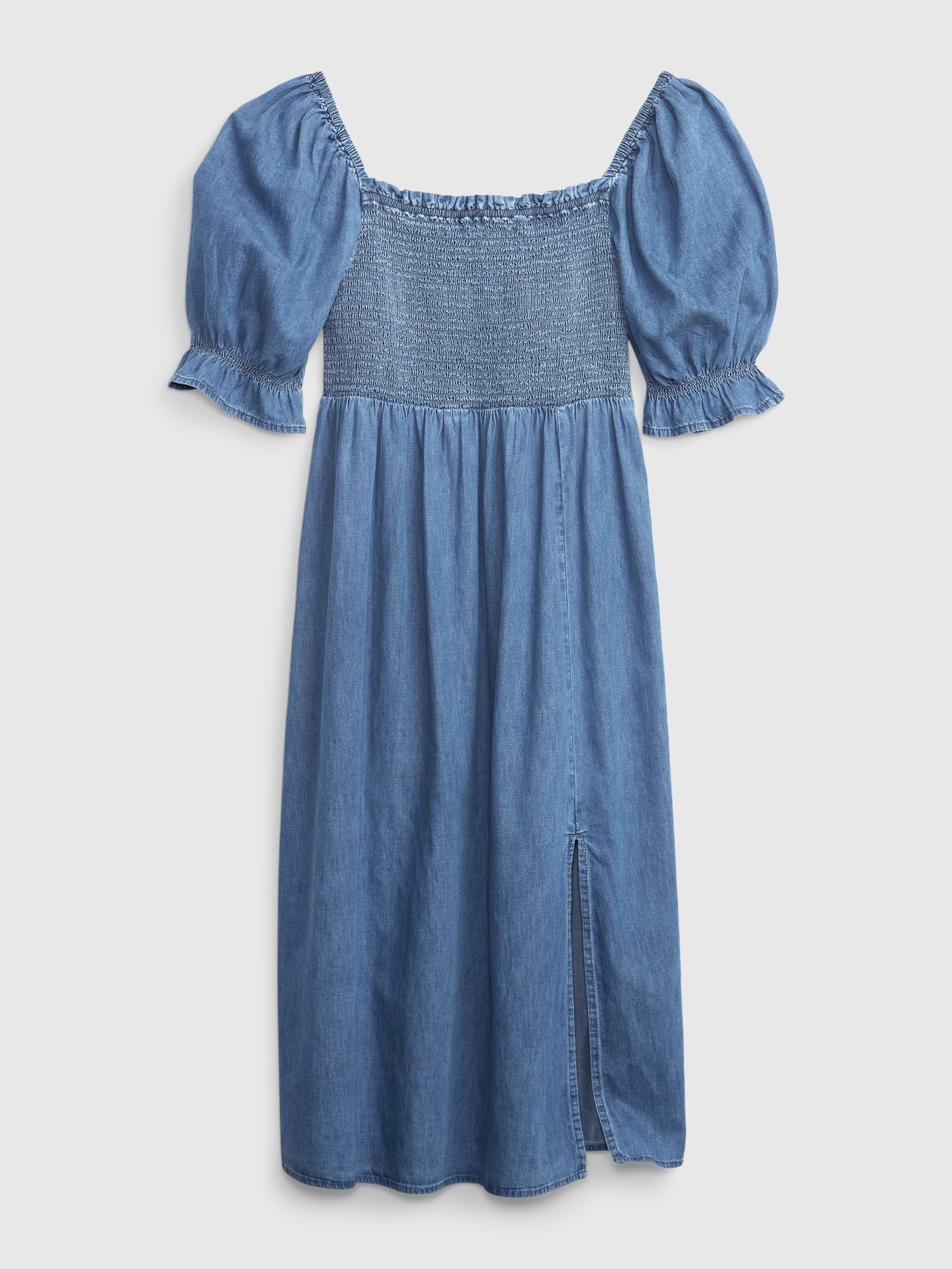 Puff Sleeve Denim Midi Dress with Washwell Gap