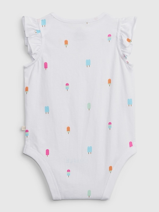 Image number 2 showing, Baby 100% Organic Cotton Mix and Match Flutter Sleeve Bodysuit