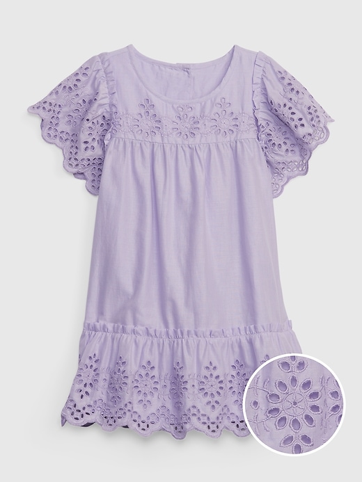 1 of 8 showing, with the color PURPLE LOTUS of product Toddler Tiered Eyelet Dress