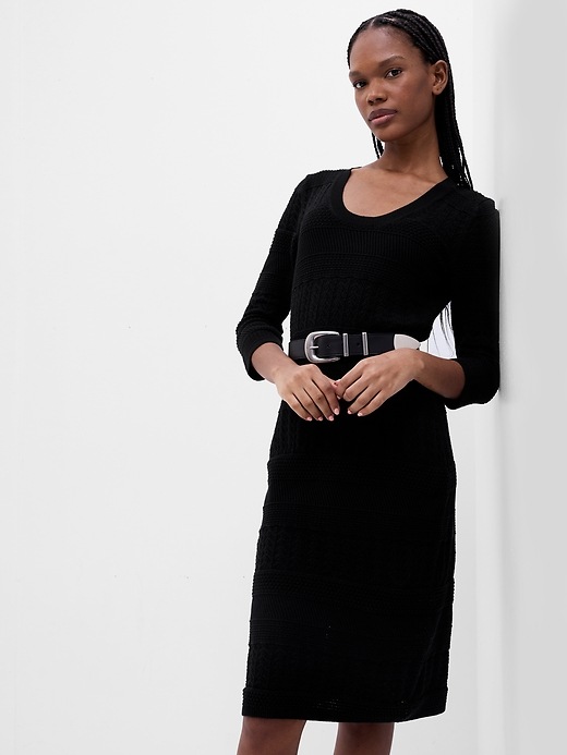 1 of 8 showing, with the color black of product Crochet Midi Dress