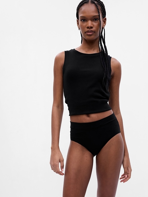 2 of 8 showing, with the color True black of product Organic Stretch Cotton High Rise Hipster