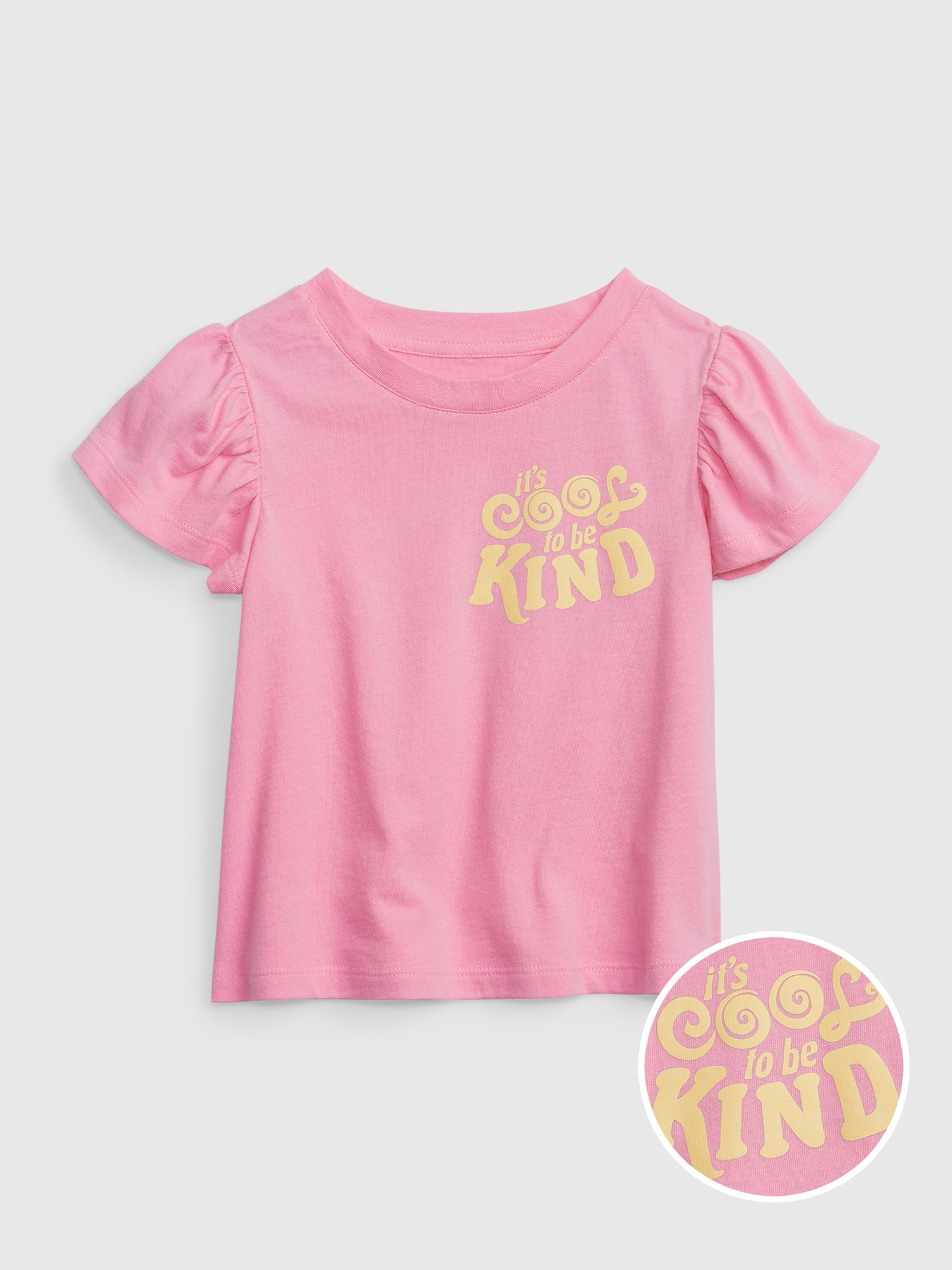 Gap Toddler 100% Organic Cotton Mix and Match Flutter Sleeve T-Shirt pink. 1