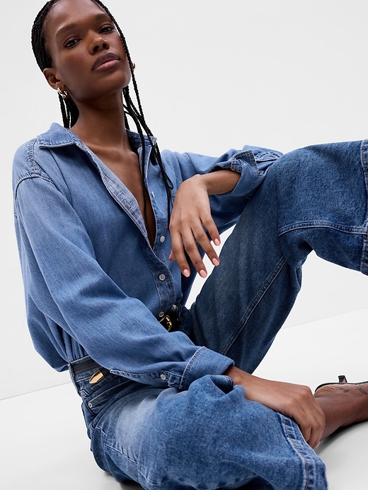 Image number 3 showing, High Rise Stride Wide-Leg Ankle Jeans with Washwell