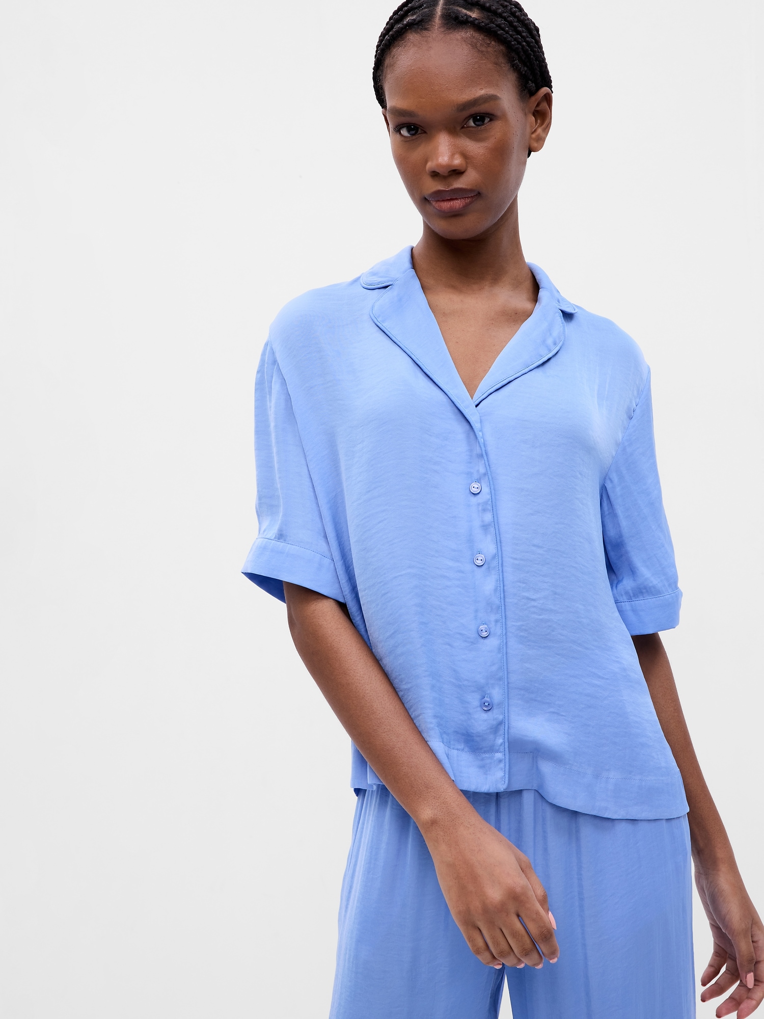 Gap Satin PJ Shirt blue. 1