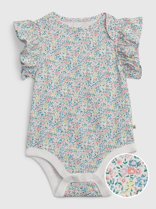 Image number 5 showing, Baby 100% Organic Cotton Mix and Match Flutter Sleeve Bodysuit
