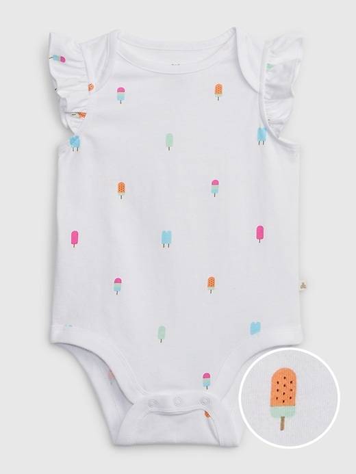 Image number 1 showing, Baby 100% Organic Cotton Mix and Match Flutter Sleeve Bodysuit