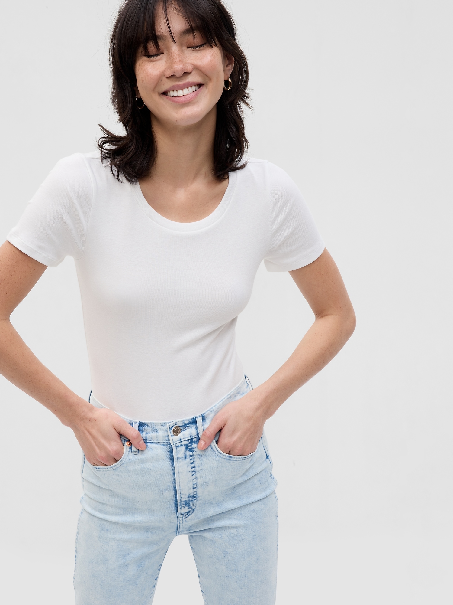 Gap Modern T-shirt Bodysuit In Fresh White