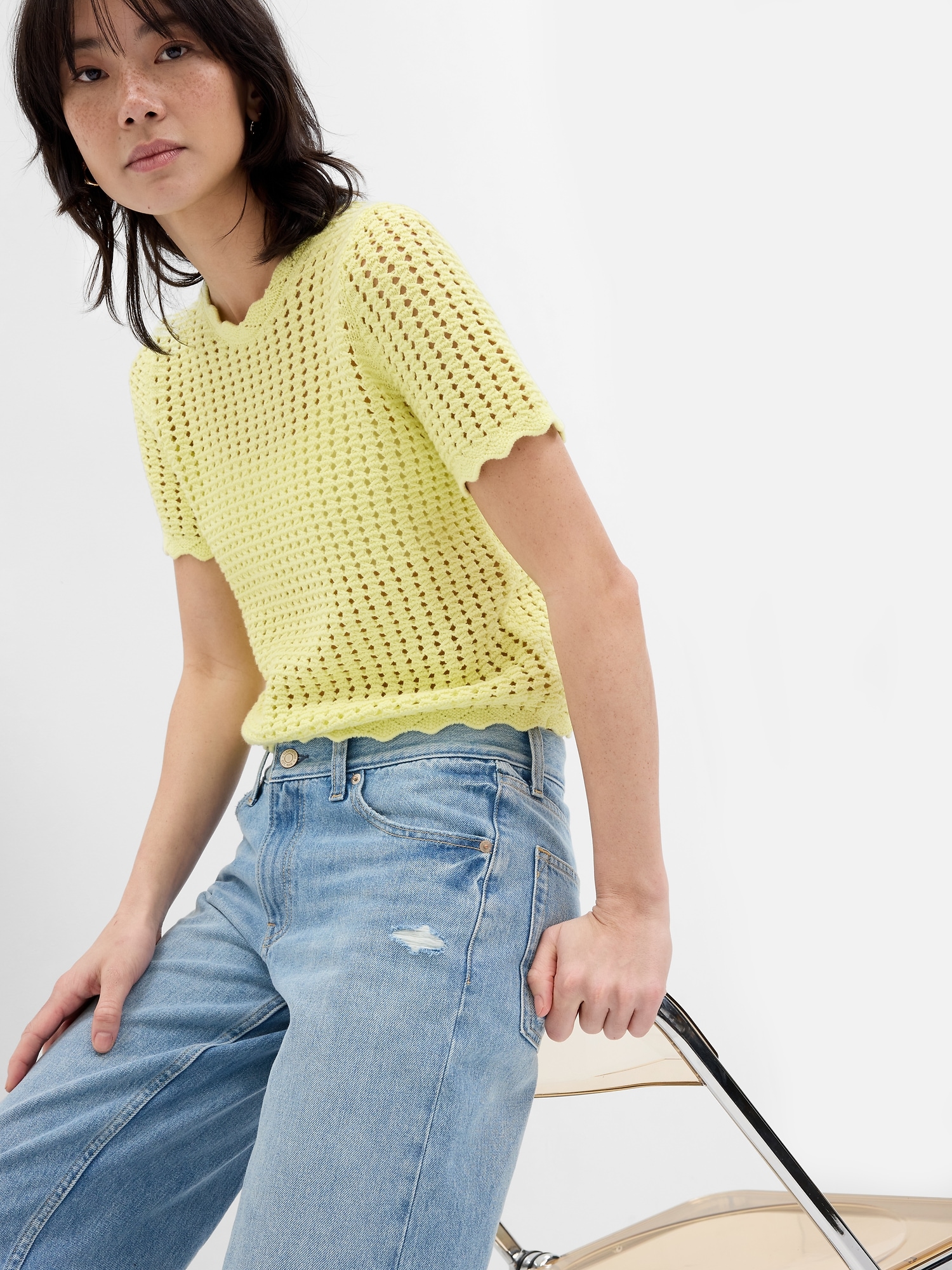 Crochet Crewneck Sweater Gap