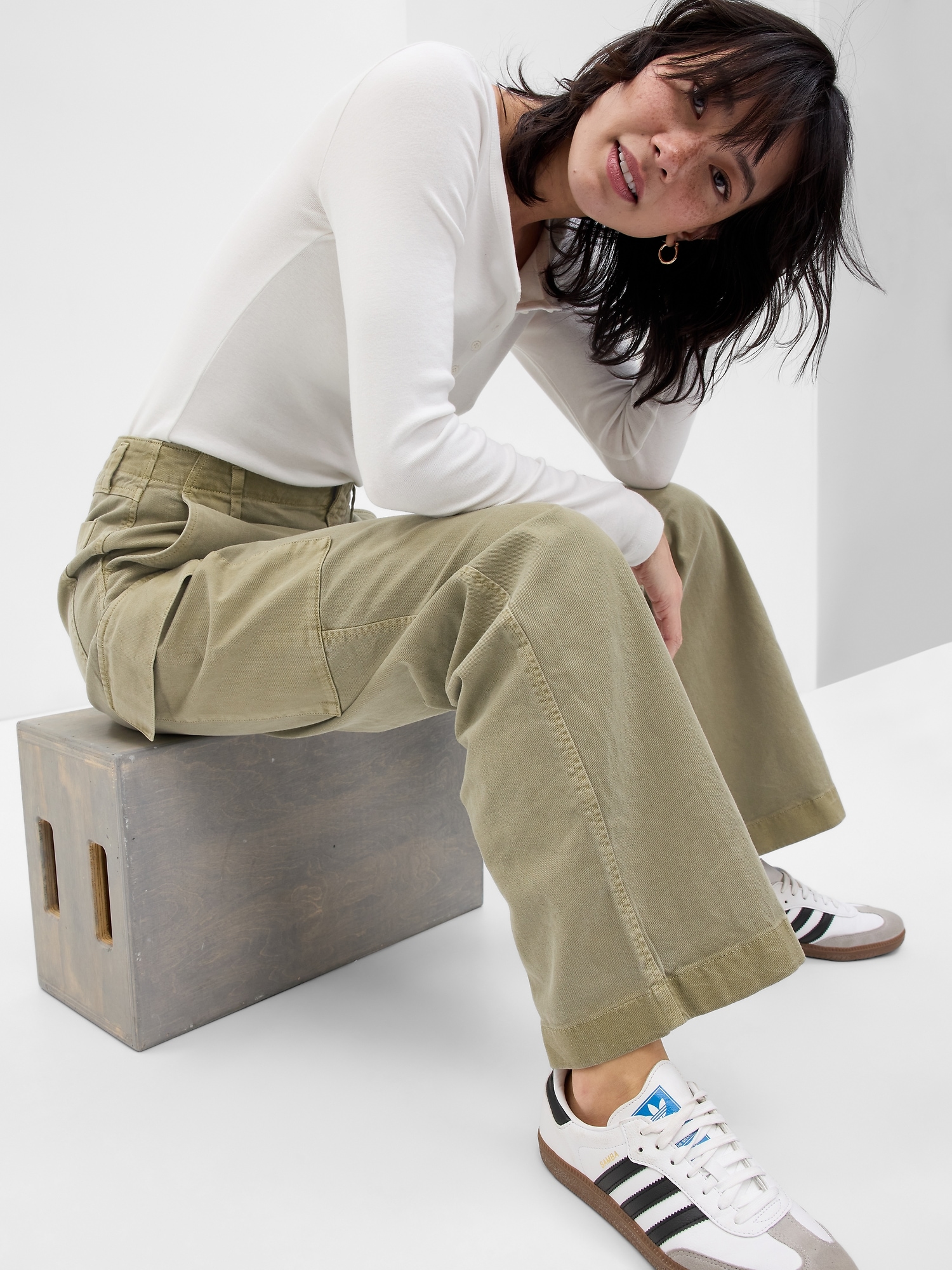 Loose Khaki Cargo Pants Gap