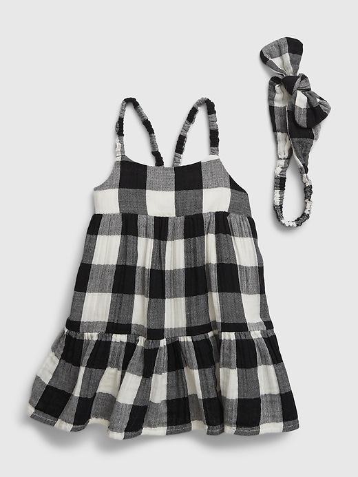 View large product image 1 of 3. Baby Crinkle Gauze Gingham Dress