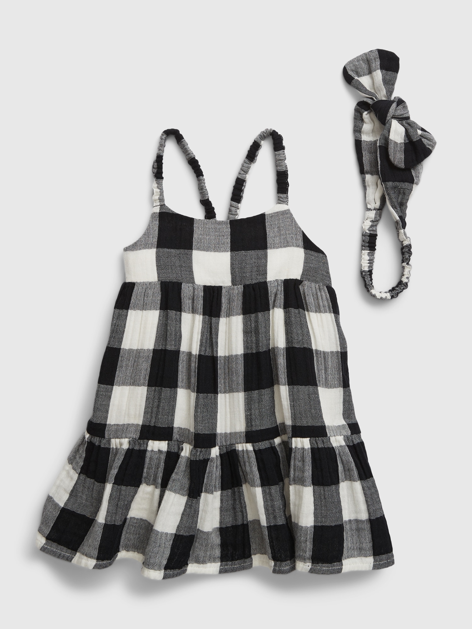 Gap Baby Crinkle Gauze Gingham Dress multi. 1