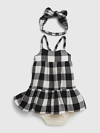 View large product image 3 of 3. Baby Crinkle Gauze Gingham Dress