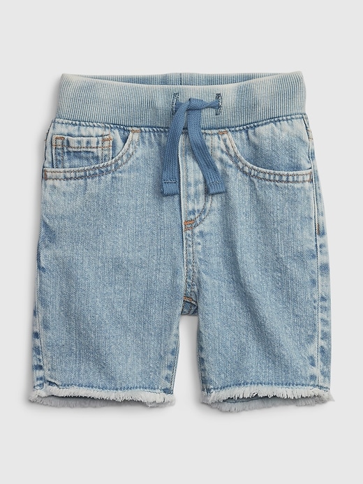 1 of 8 showing, with the color acid indigo wash of product Toddler Pull-On Denim Shorts