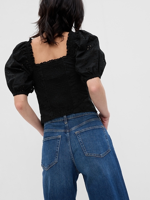 Image number 2 showing, Puff Sleeve Eyelet Shirt