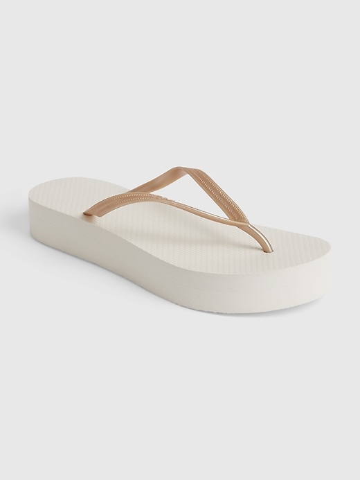 1 of 8 showing, with the color chino beige of product Platform Flip Flops