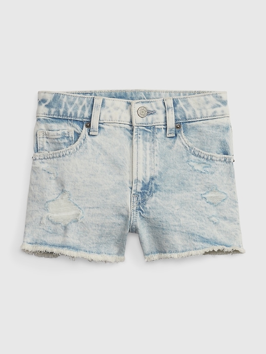 1 of 8 showing, with the color light wash of product Kids High Rise Shortie Shorts