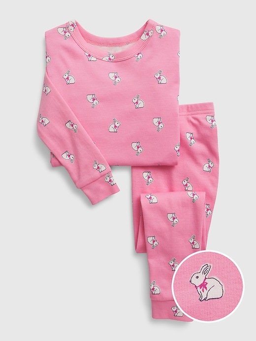 1 of 8 showing, with the color MAY PINK of product babyGap 100% Organic Cotton Bunny PJ Set