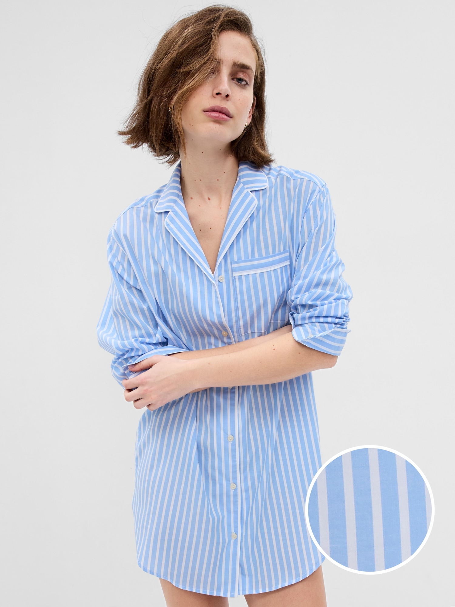 Gap Poplin PJ Shirtdress blue. 1