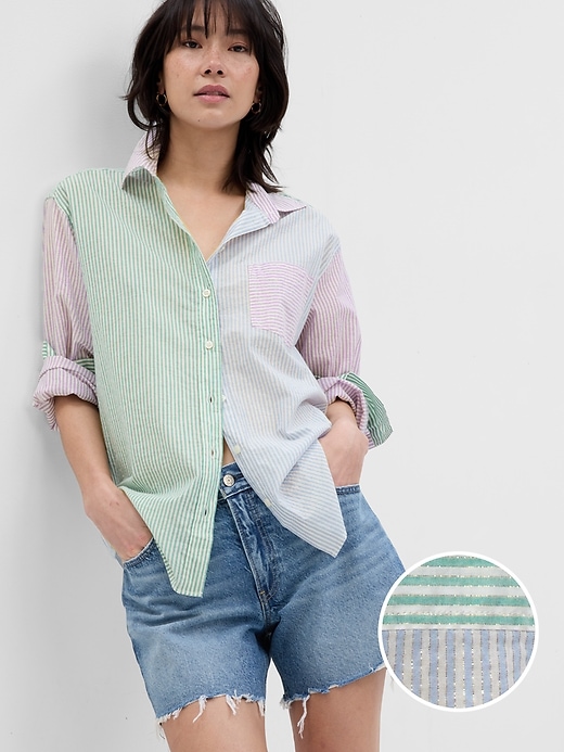 Image number 8 showing, Metallic Stripe Big Shirt