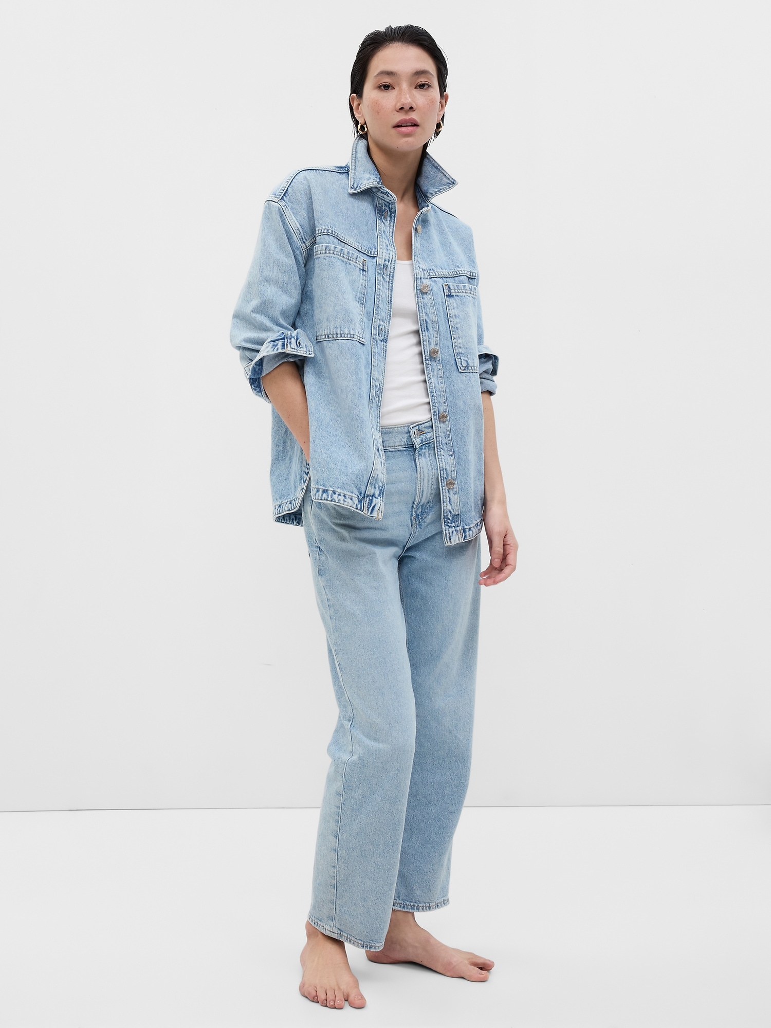 Denim Shirt Jacket with Washwell