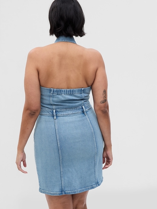 Image number 5 showing, Button-Front Denim Halter Dress with Washwell