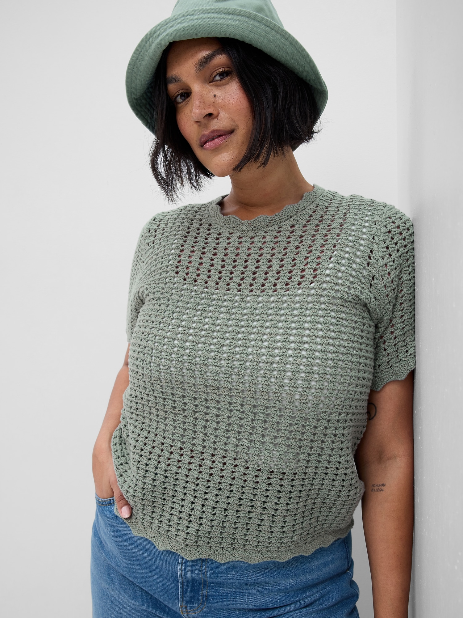 Crochet Crewneck Sweater Gap