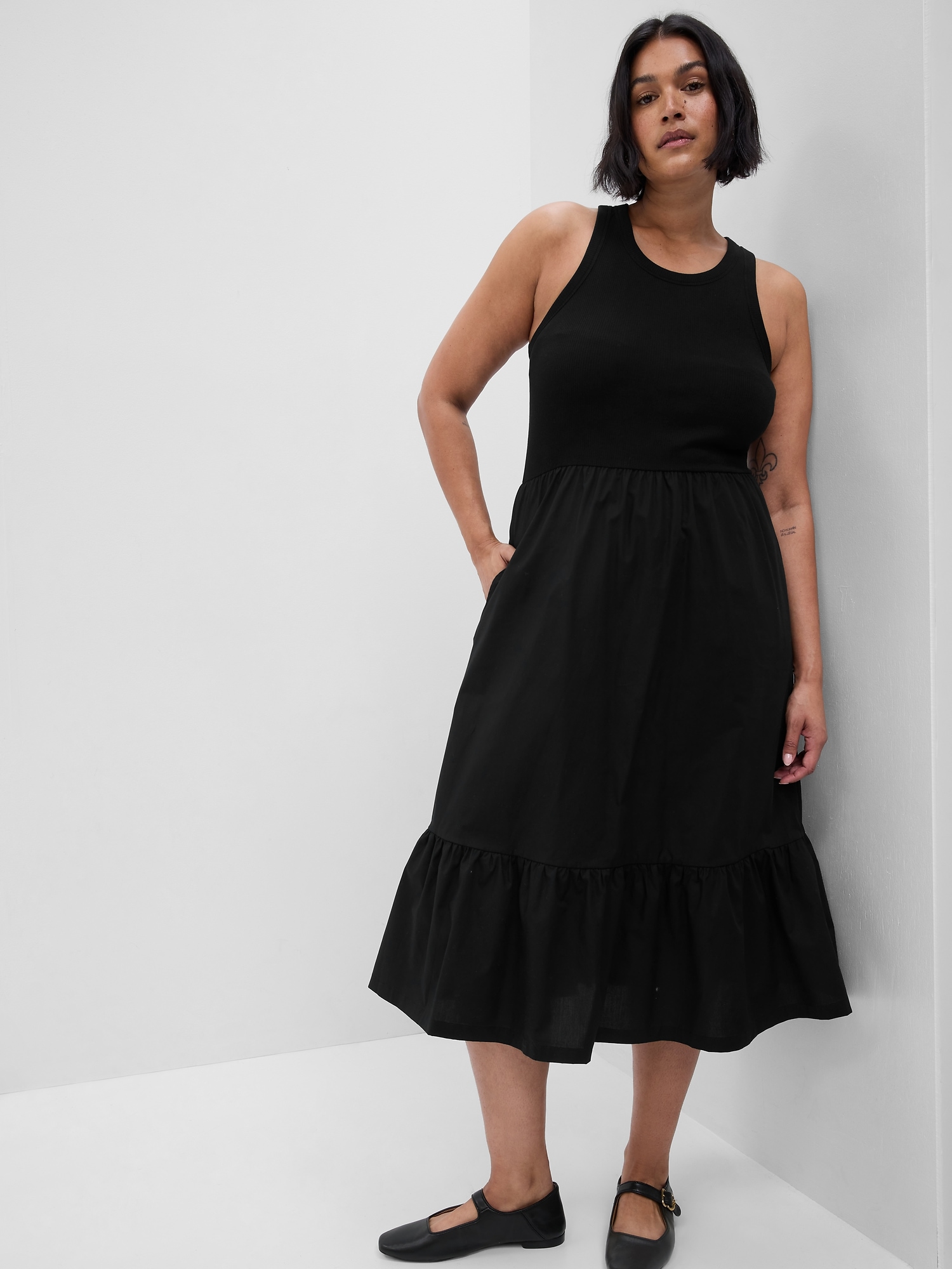 Mixed Media Midi Dress Gap