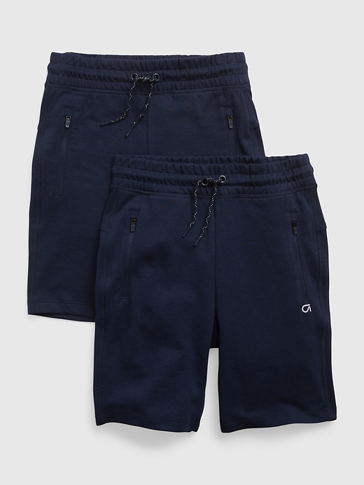 1 of 8 showing, with the color blue of product GapFit Kids Fit Tech Shorts (2-Pack)