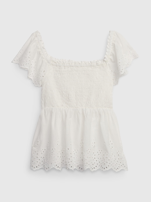1 of 8 showing, with the color new off white of product Kids Eyelet Flutter Sleeve Top