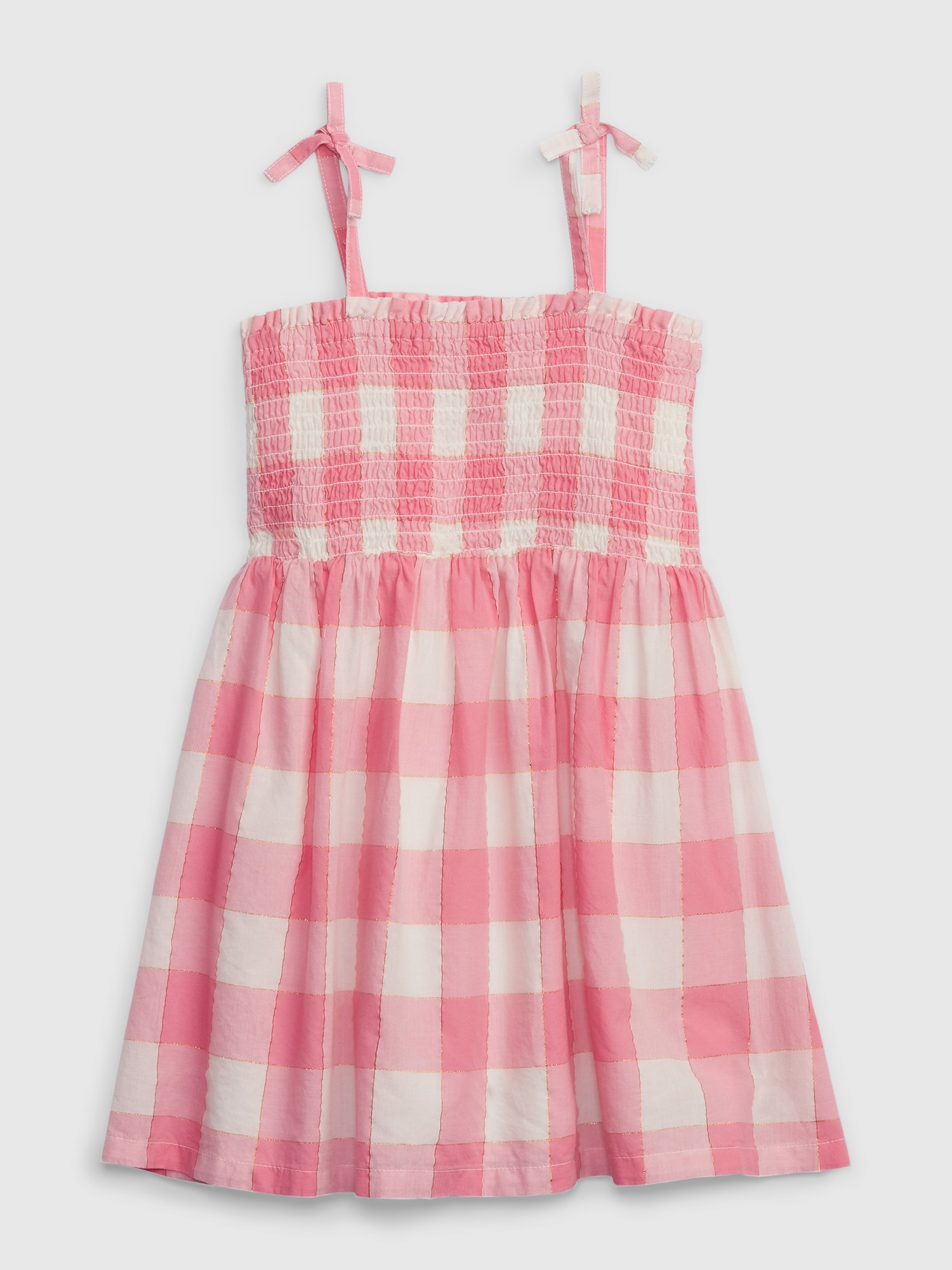 GAP TODDLER SHINY SMOCKED GINGHAM DRESS