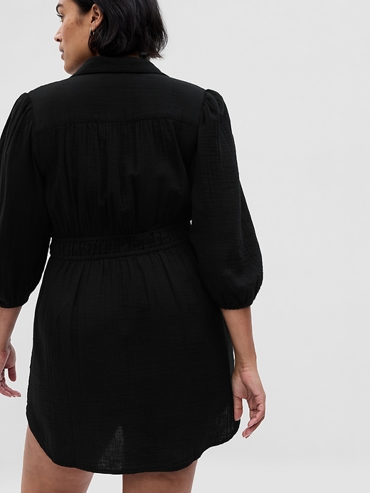 Image number 5 showing, Crinkle Gauze Mini Shirt Dress