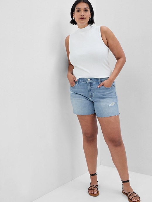 Image number 4 showing, 5" Mid Rise Denim Girlfriend Shorts