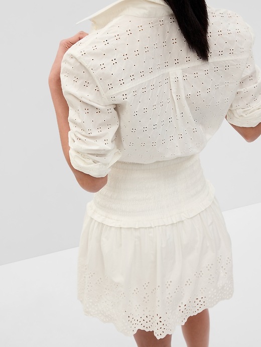 Smocked Eyelet Mini Skirt | Gap