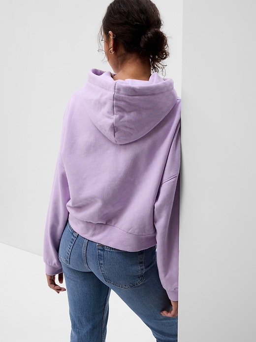 2 of 8 showing, with the color purple lilac multi logo print of product Vintage Soft Cropped Gap Logo Hoodie
