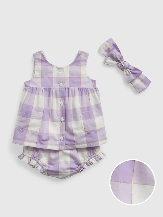 View large product image 1 of 1. Baby Shiny Gingham Outfit Set