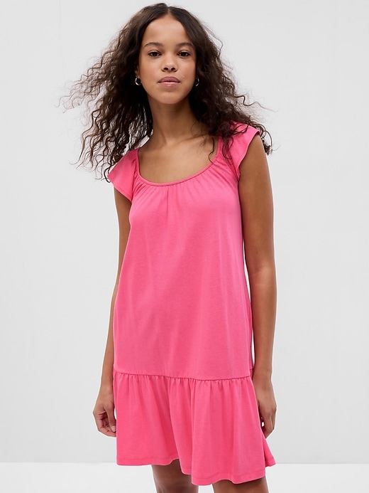 Gap Women's Ruffle Hem Mini Dress (various sizes in neon impulsive pink)