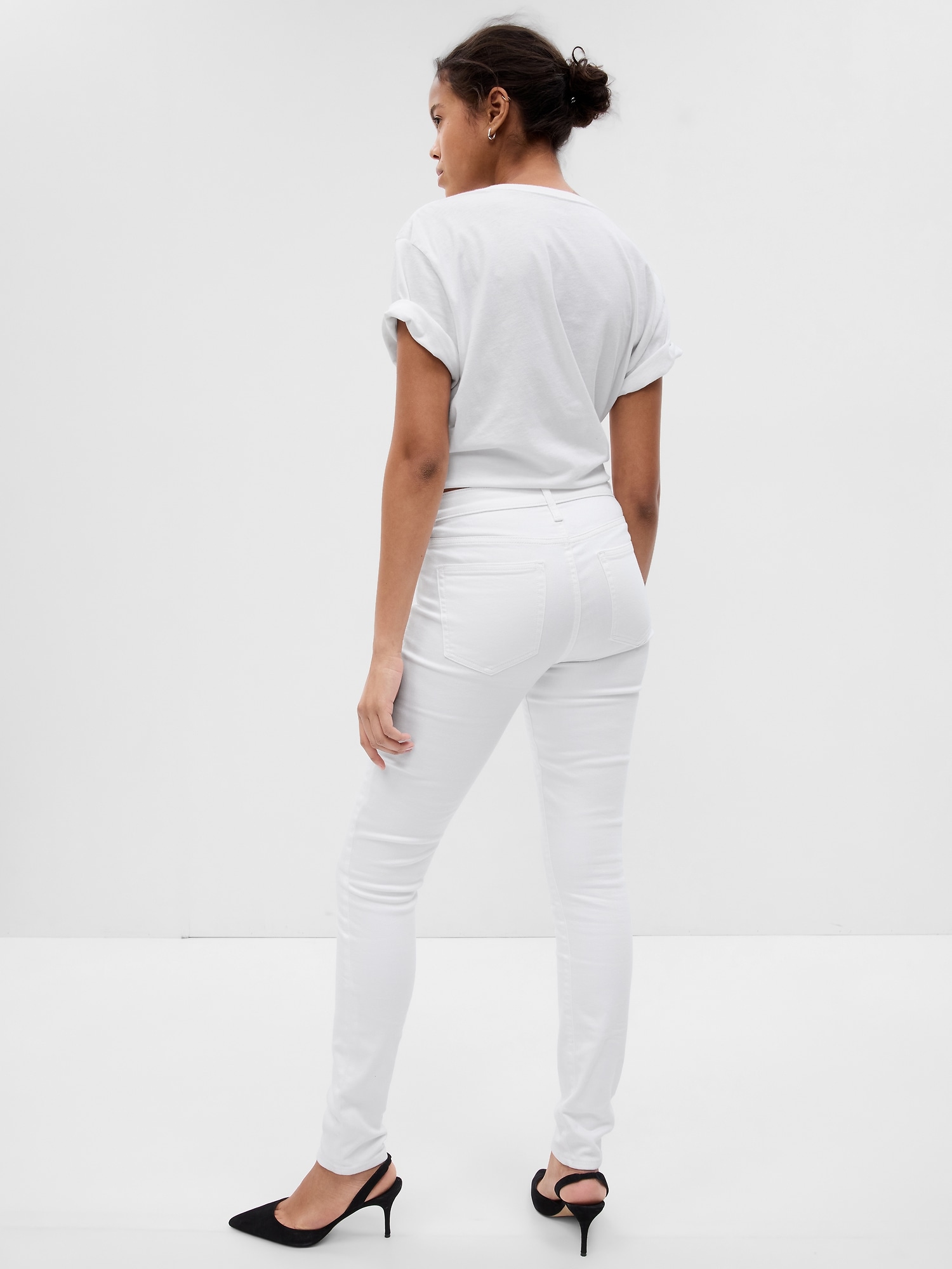 United Colors of Benetton White Cotton Skinny Fit Mid Rise Jeans