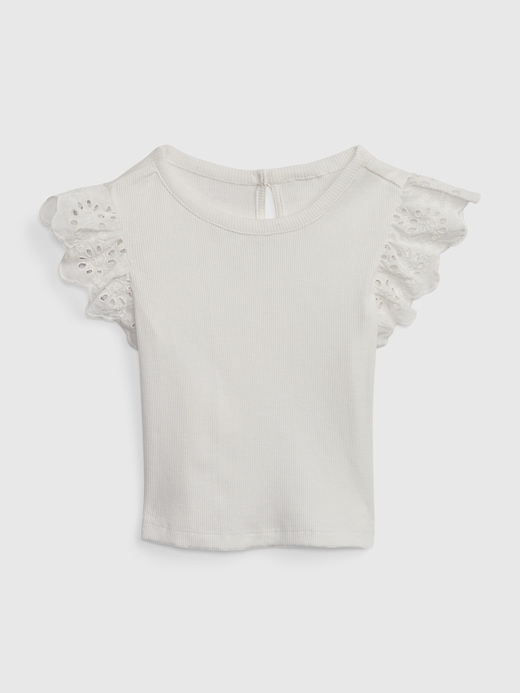 1 of 8 showing, with the color new off white of product Toddler Rib Flutter Top