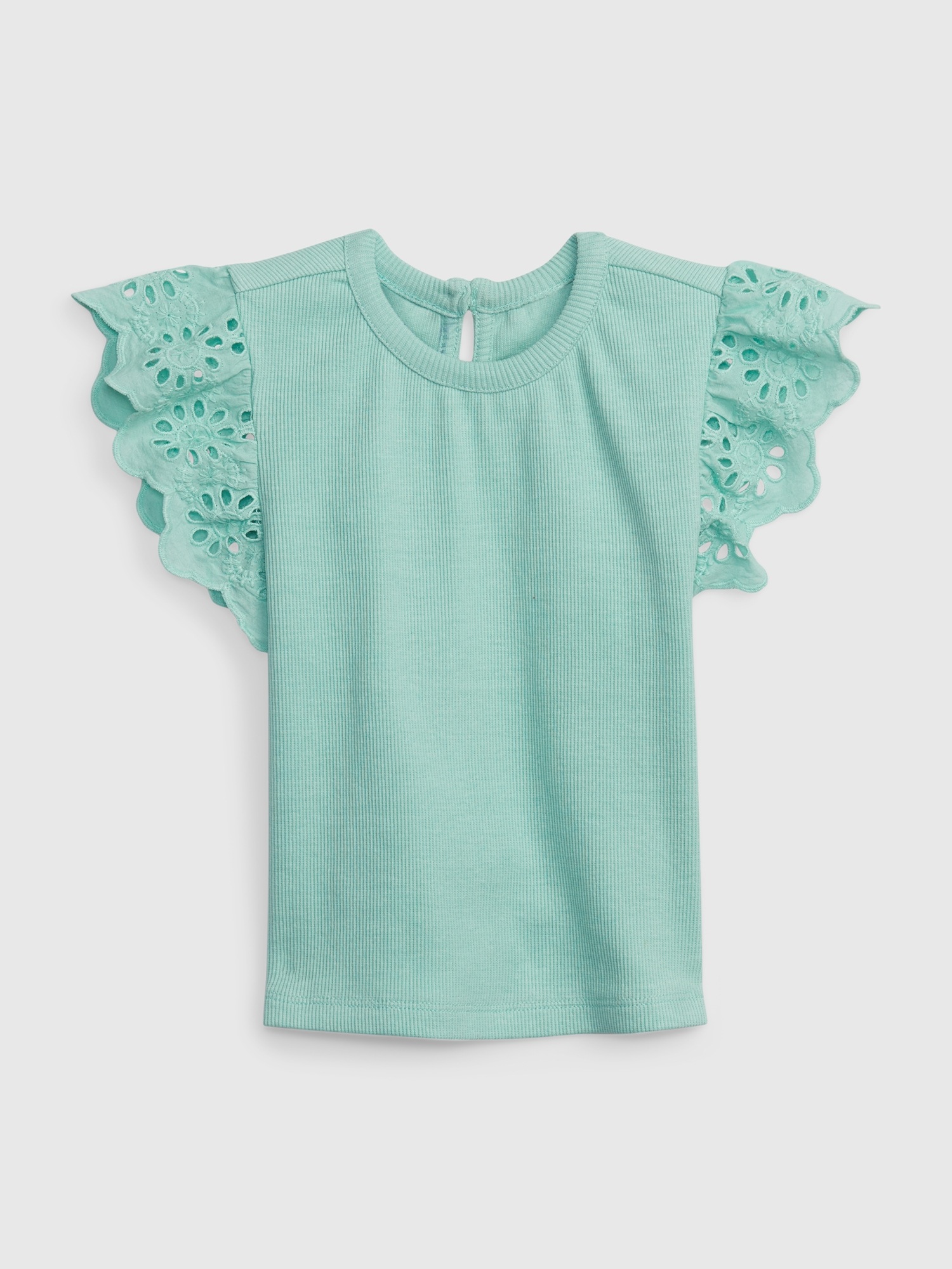 Gap Toddler Rib Flutter Top green. 1