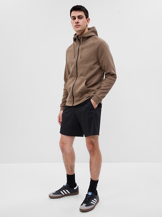 1 of 8 showing, with the color cocoa brown of product GapFit Tech Full-Zip Hoodie