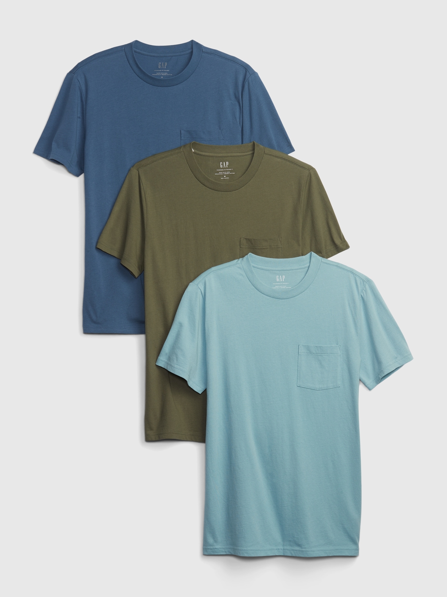 Gap 100% Organic Cotton Pocket T-Shirt (3-Pack) multi. 1