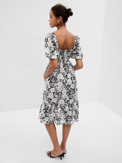 Image number 2 showing, Puff Sleeve Metallic Floral Midi Dress