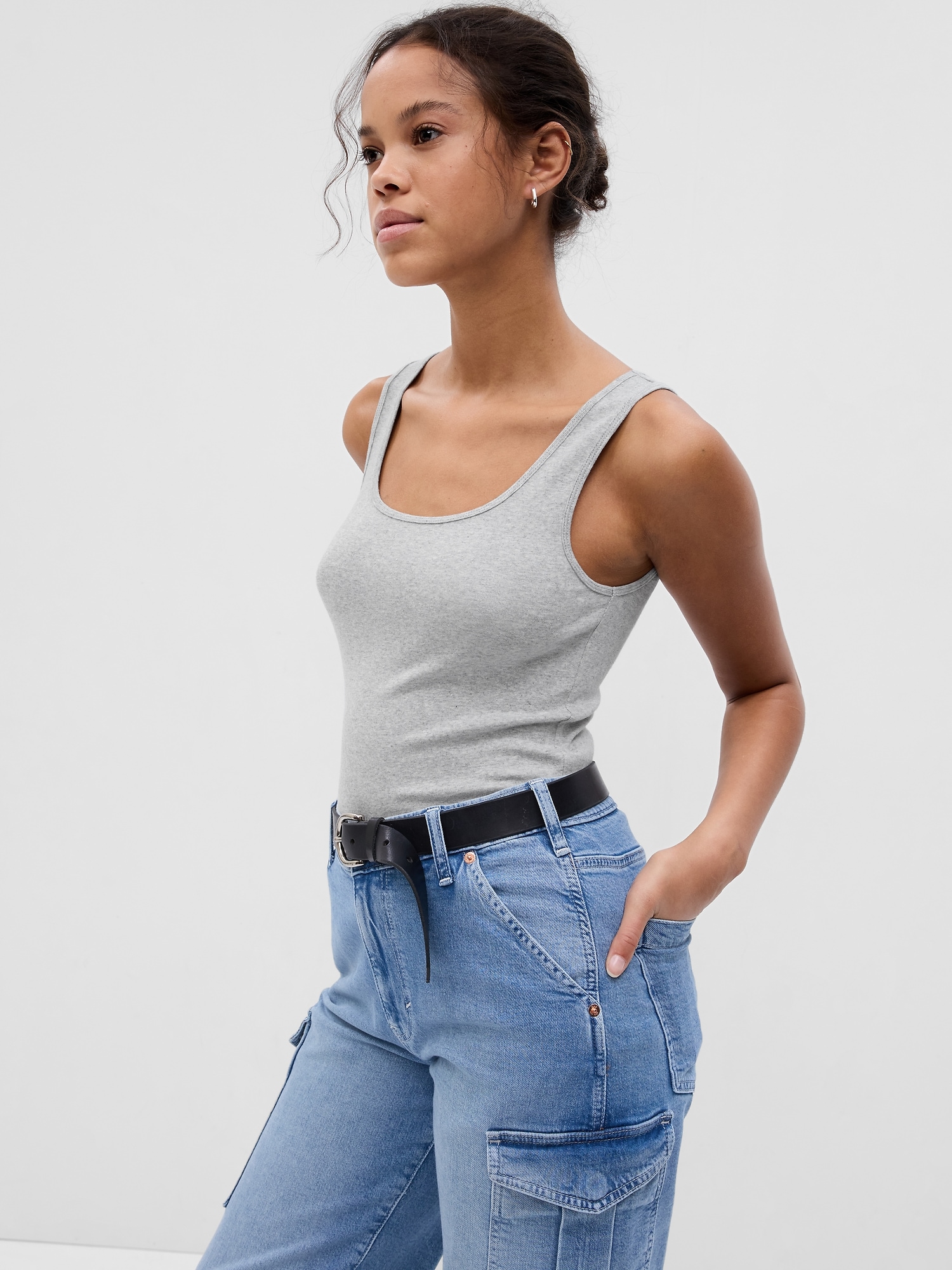 Gap Modern Tank Top In Light Grey