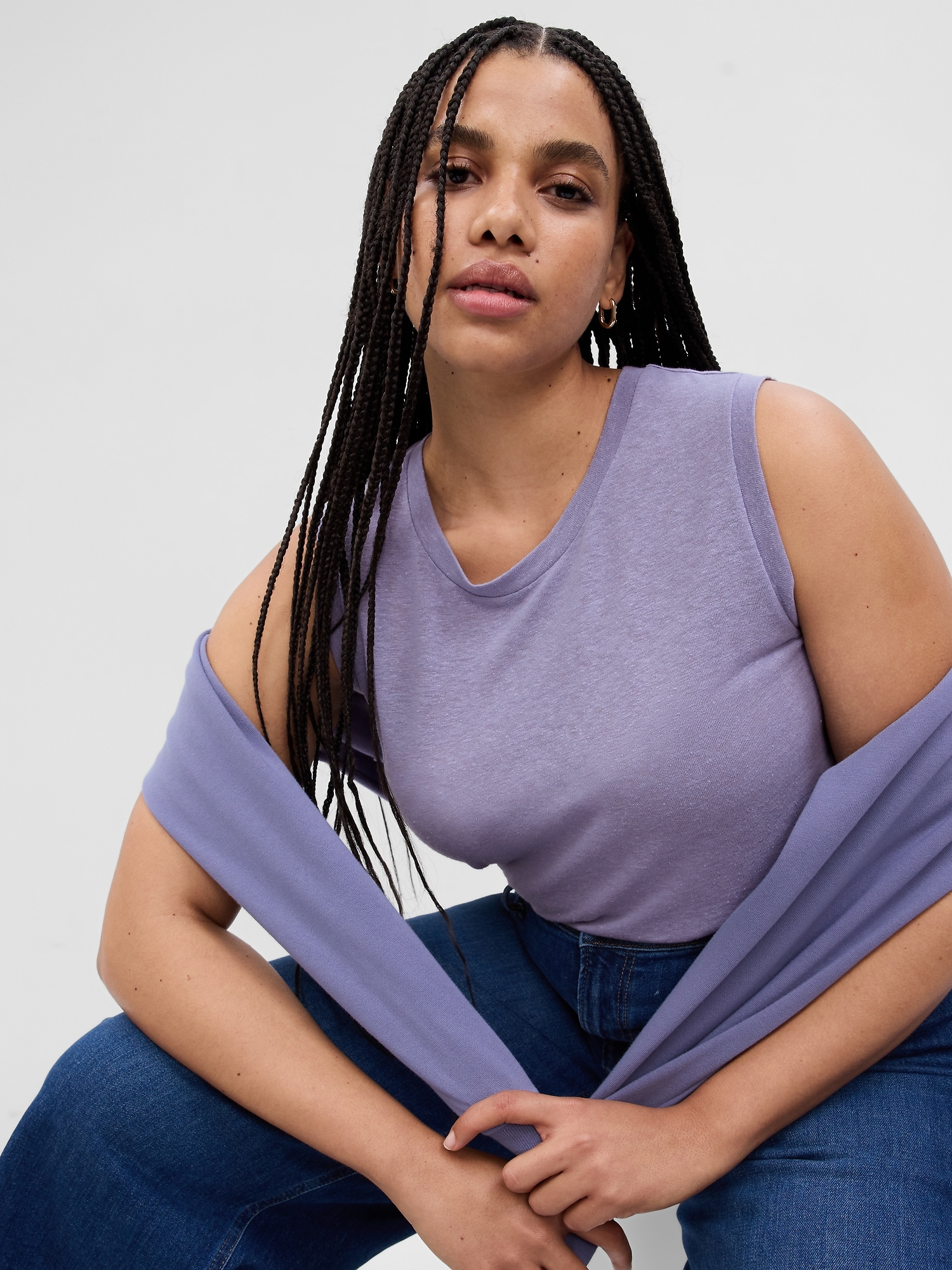 Linen-Blend Shell Tank Top | Gap