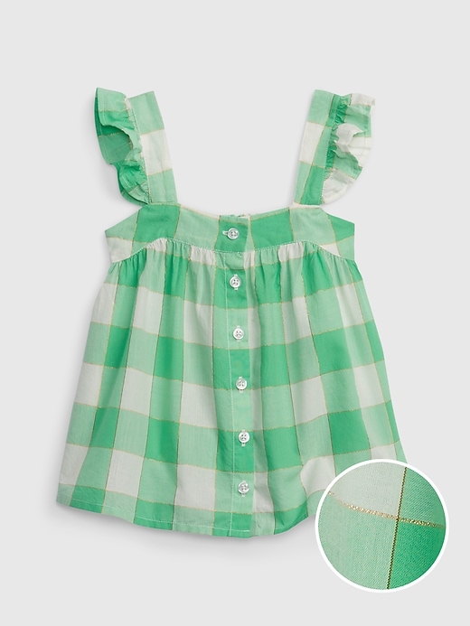 View large product image 1 of 3. Toddler Shiny Gingham Button-Front Top