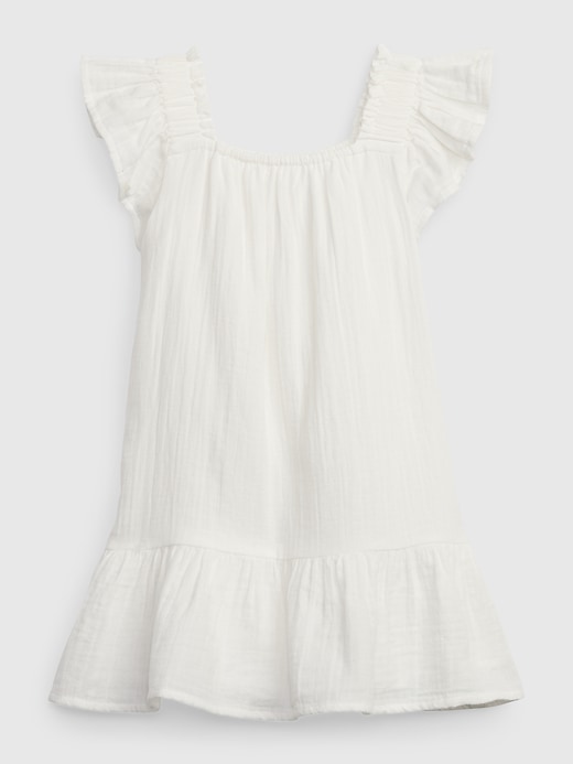 1 of 8 showing, with the color new off white of product Toddler Crinkle Gauze Tiered Dress