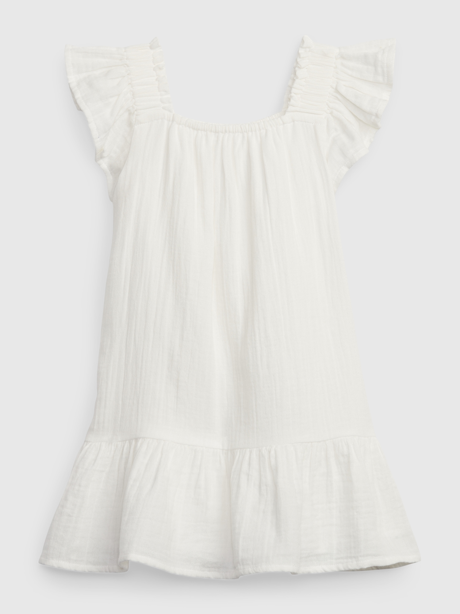 Gap Toddler Crinkle Gauze Tiered Dress white. 1