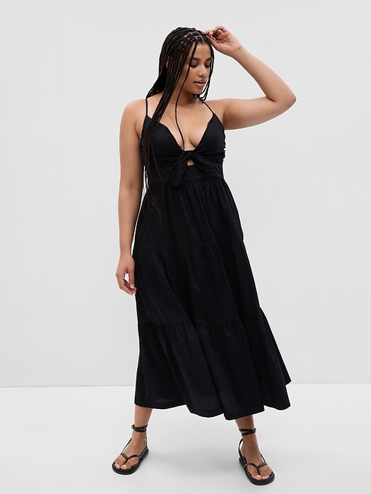 Image number 4 showing, Tie-Front Cutout Maxi Dress